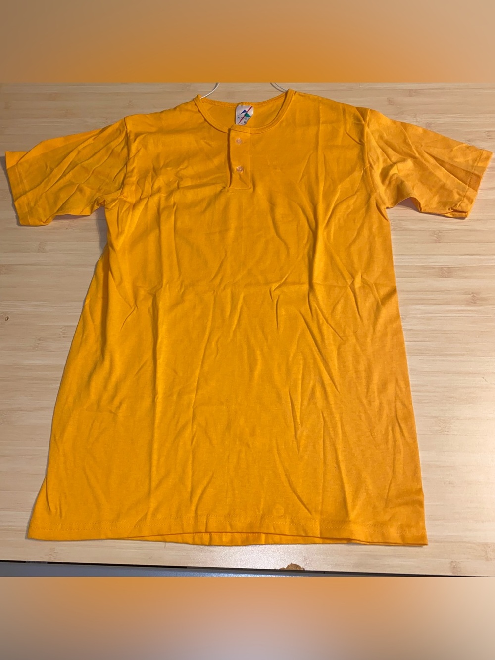 Augusta Sportswear Mens Size Medium Yellow Vintage USA Made Shirt Flaw